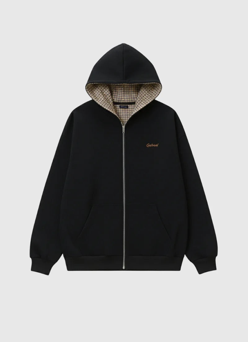 LINED UP CHECK HOOD ZIP